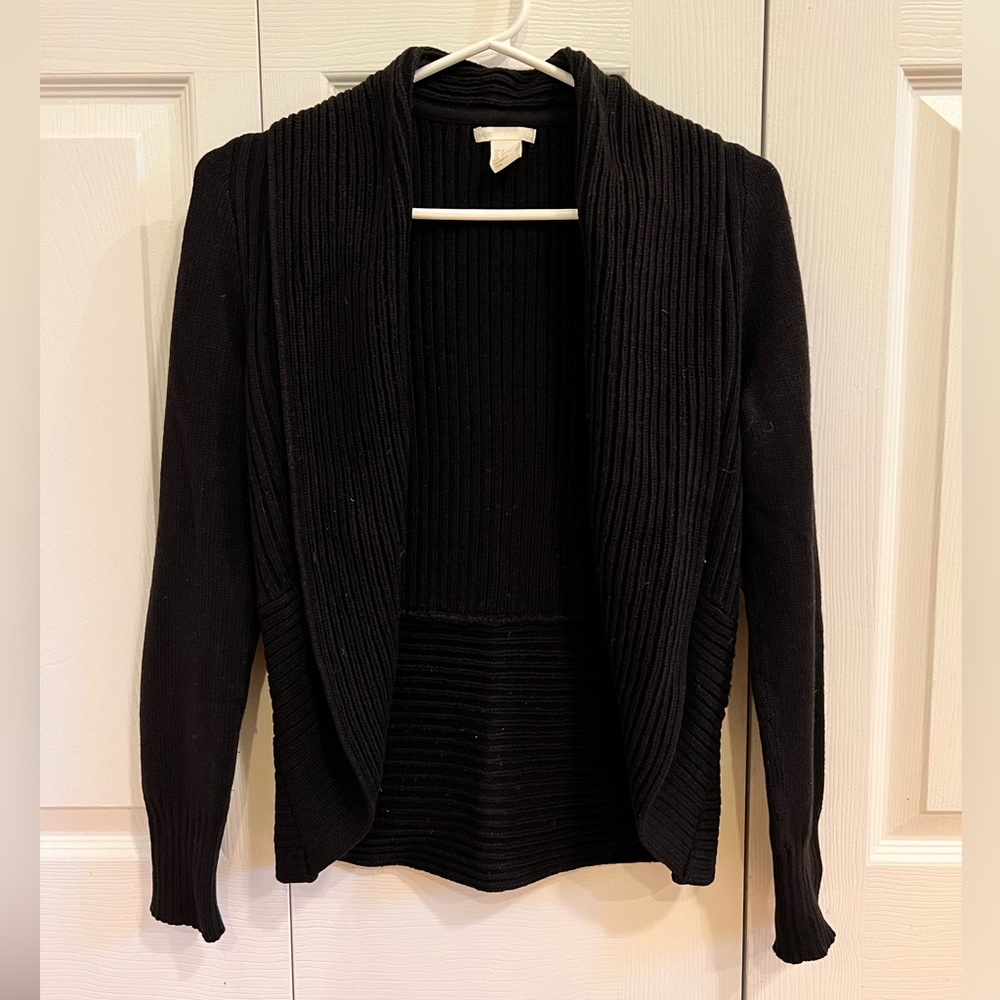 Black H&M cardigan with draping collar
